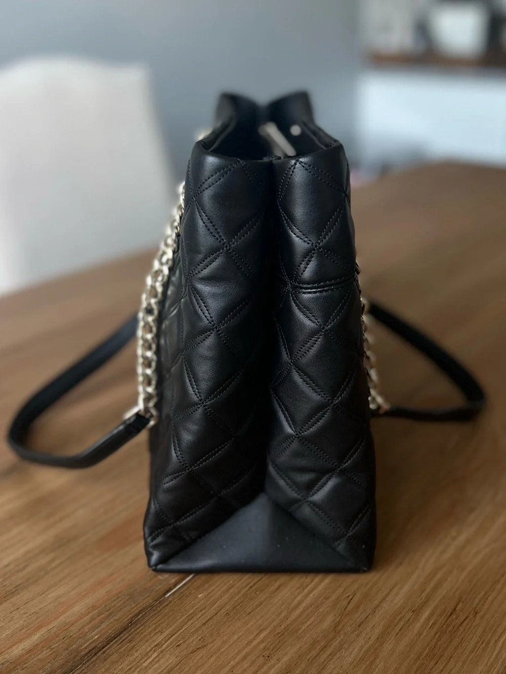 Kate Spade Quilted Leather Chain-Handle Shoulder Bag - Black w/ Silver Hardware